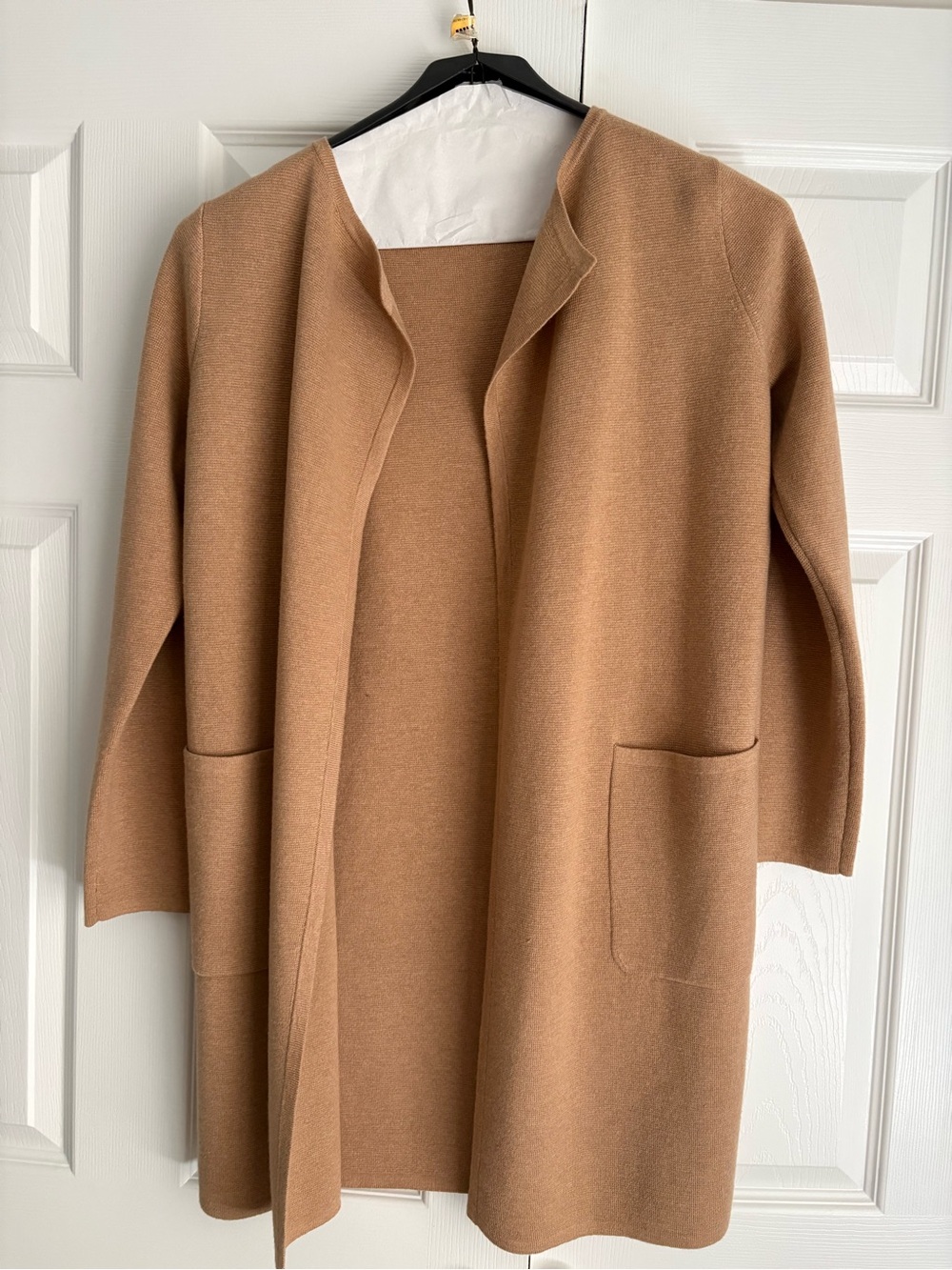 J. Crew Camel Open-Front Pocket Cardigan